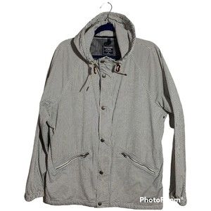 Abercrombie & Fitch Women's Size M Gray & White Nautical Painter Stripe Jacket